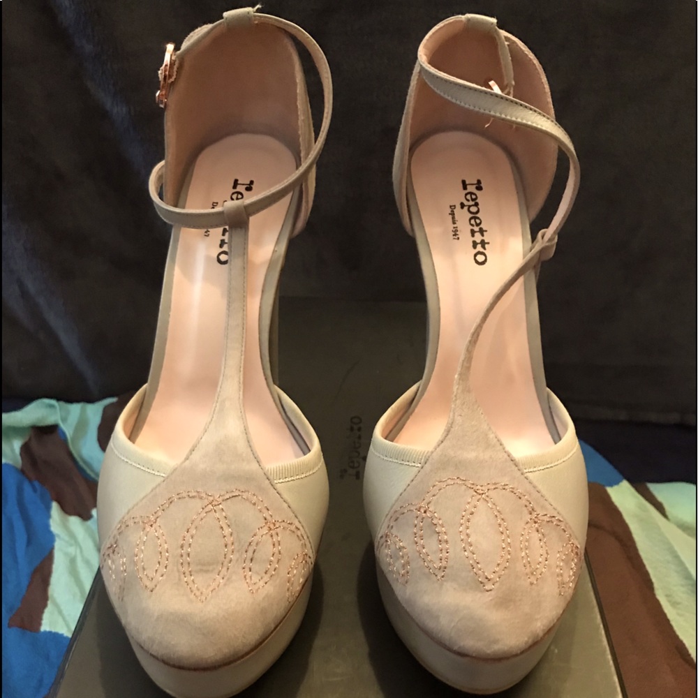 Grey leather and suede Repetto